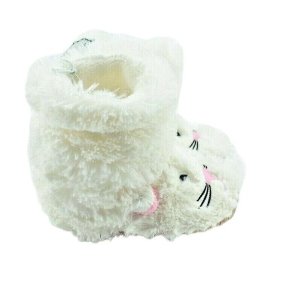 Little Blue House Kids Medium 8 to 10 New White Cat Cozy Slouch Slippers - Picture 2 of 5